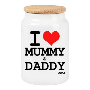 i love mummy and daddy by wam - Keksdose mit Holzdeckel - Weiß - Vorne