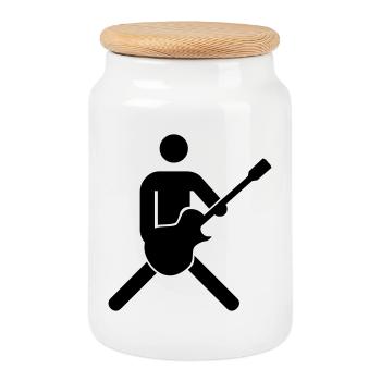 gitarrist bassist - Cookie Jar with Wooden Lid - white - Front