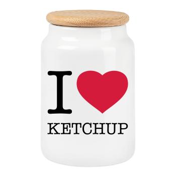 I LOVE KETCHUP - Keksdose mit Holzdeckel - Weiß - Vorne