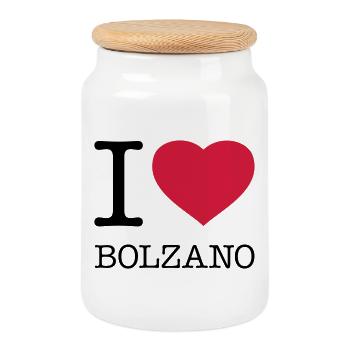I LOVE BOLZANO Bozen Italy Italien - Cookie Jar with Wooden Lid - white - Front