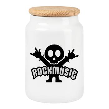 rock music heavy metal - Cookie Jar with Wooden Lid - white - Front