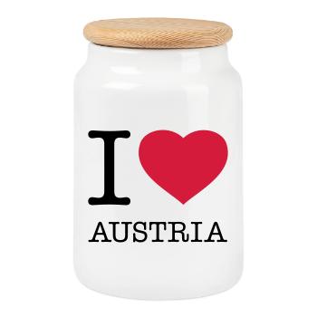 I LOVE AUSTRIA Österreich - Keksdose mit Holzdeckel - Weiß - Vorne