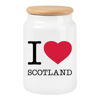 I LOVE SCOTLAND Schottland - Cookie Jar with Wooden Lid - white - Front