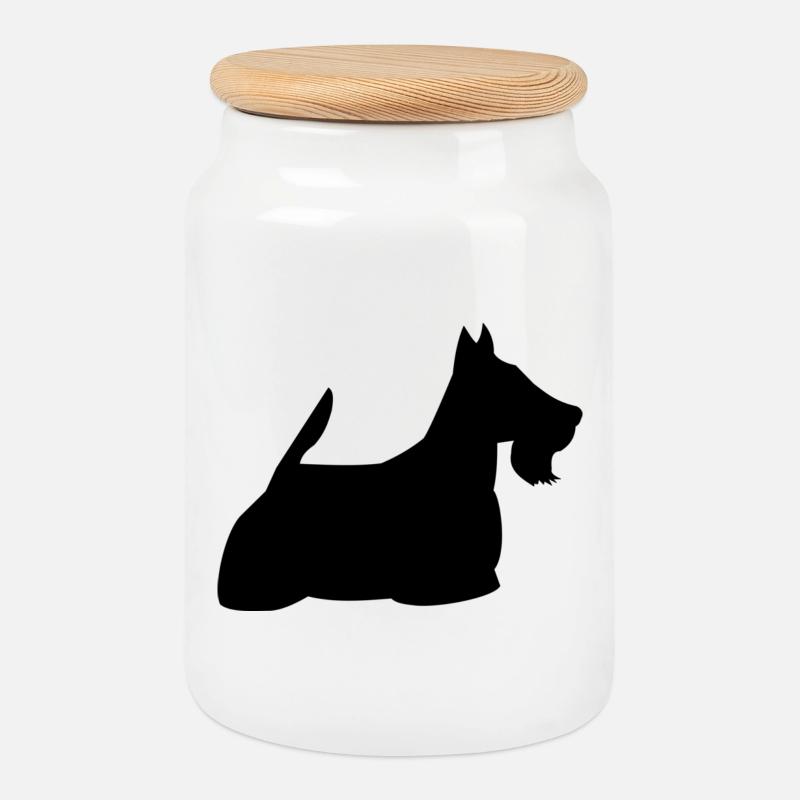 Schottischer Terrier - Keksdose mit Holzdeckel - Weiß