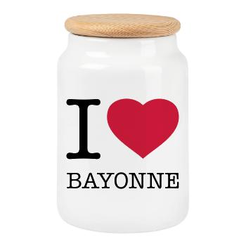 I LOVE BAYONNE France Frankreich - Cookie Jar with Wooden Lid - white - Front
