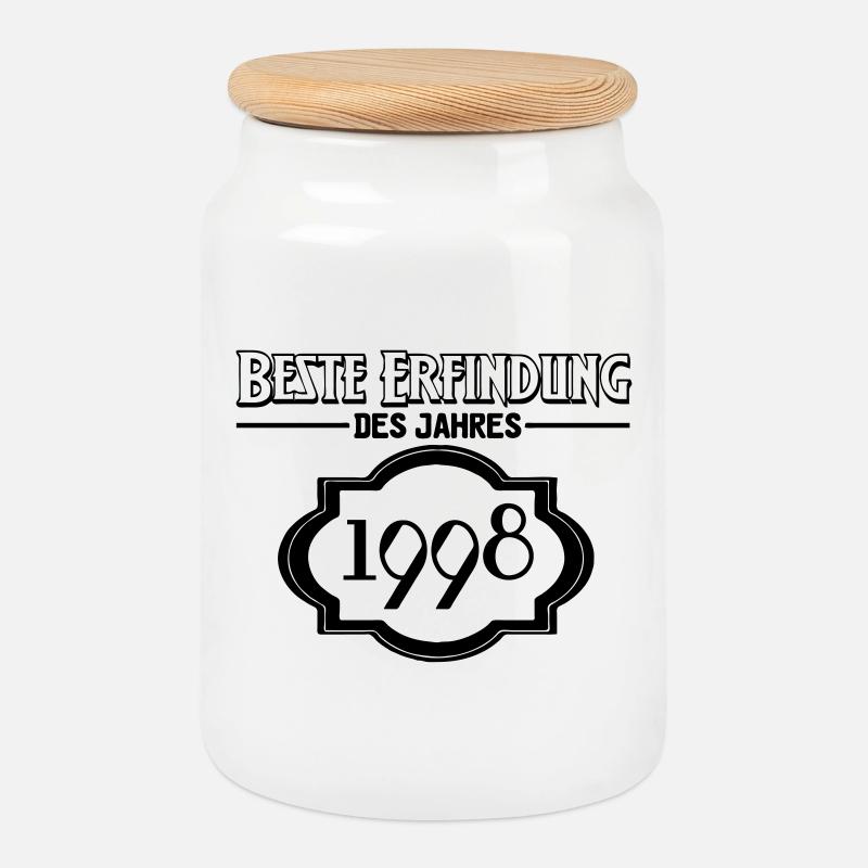 Beste Erfindung des Jahres 1998 Geschenk - Keksdose mit Holzdeckel - Weiß