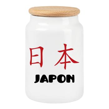 japans - Keksdose mit Holzdeckel - Weiß - Vorne