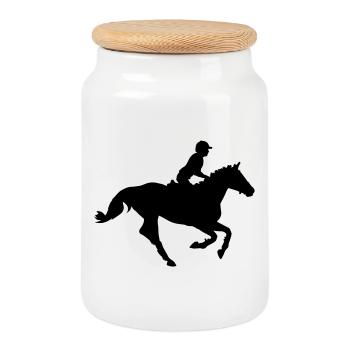 Horse sport - Boîte à biscuits avec couvercle en bois - blanc - Devant