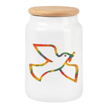 Couleur de Colombe de la paix - Boîte à biscuits avec couvercle en bois - blanc - Devant