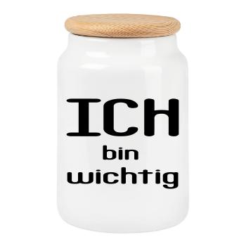 ICH bin wichtig - Keksdose mit Holzdeckel - Weiß - Vorne