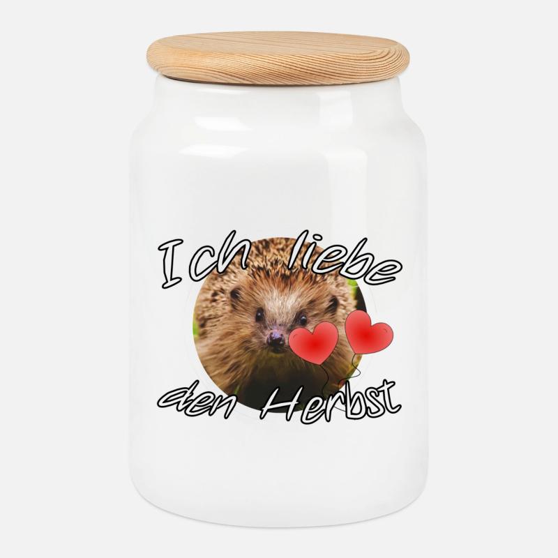 Ich liebe den Herbst Geschenk Igel Spruch Tier - Keksdose mit Holzdeckel - Weiß