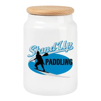 Stand Up Paddling - Keksdose mit Holzdeckel - Weiß - Vorne