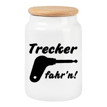 Trecker fahr'n! - Keksdose mit Holzdeckel - Weiß - Vorne
