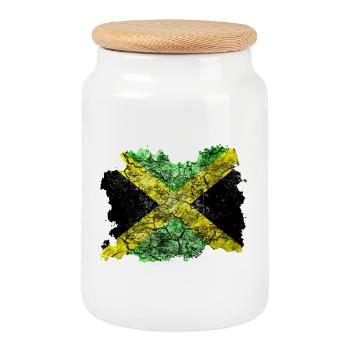 Jamaïque Drapeau Vintage - Boîte à biscuits avec couvercle en bois - blanc - Devant