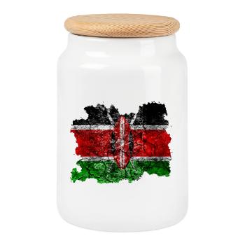 Kenia Vintage Flagge - Keksdose mit Holzdeckel - Weiß - Vorne