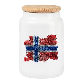 Norvège Drapeau Vintage - Boîte à biscuits avec couvercle en bois - blanc - Devant