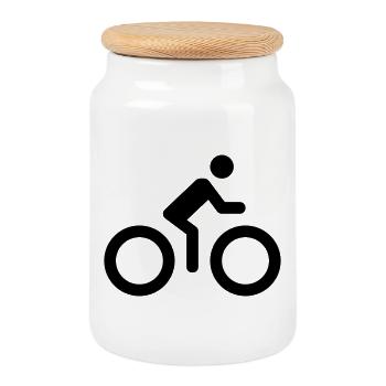 Logo de vélo - Boîte à biscuits avec couvercle en bois - blanc - Devant