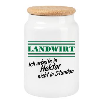 Landwirtschaft , Landwirt , Farmer , Hektar (25) - Keksdose mit Holzdeckel - Weiß - Vorne
