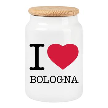 I LOVE BOLOGNA Italy Italien - Cookie Jar with Wooden Lid - white - Front