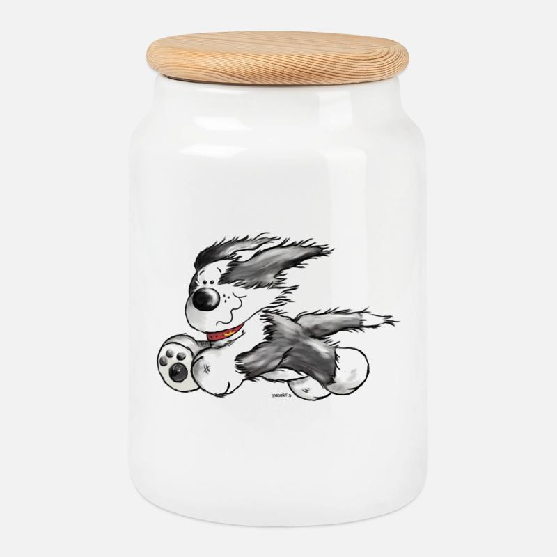 Beardie Power - Bearded Collie - Hund - Keksdose mit Holzdeckel - Weiß