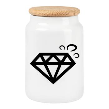 diamant diamond - Keksdose mit Holzdeckel - Weiß - Vorne