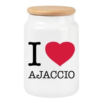 I LOVE AJACCIO Korsika - Keksdose mit Holzdeckel - Weiß - Vorne