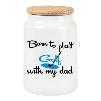 golf - Cookie Jar with Wooden Lid - white - Front