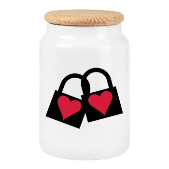 Love Lock - Boîte à biscuits avec couvercle en bois - blanc - Devant
