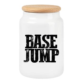 Base Jump - B.A.S.E. - Basejumper - Boîte à biscuits avec couvercle en bois - blanc - Devant