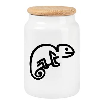 caméléon - Boîte à biscuits avec couvercle en bois - blanc - Devant