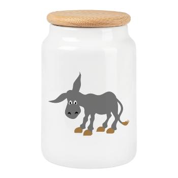 donkey - Cookie Jar with Wooden Lid - white - Front