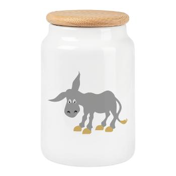donkey - Cookie Jar with Wooden Lid - white - Front