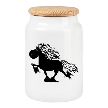 Drôle Cheval Islandais - Boîte à biscuits avec couvercle en bois - blanc - Devant