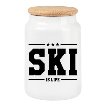 Ski is life - Boîte à biscuits avec couvercle en bois - blanc - Devant