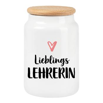 Lieblings Lehrerin Herz Geschenk Schule - Keksdose mit Holzdeckel - Weiß - Vorne