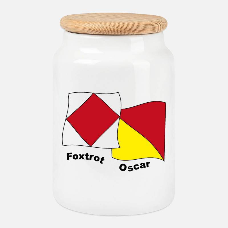 Foxtrott-Oscar - Keksdose mit Holzdeckel - Weiß