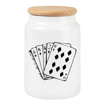 Karten, Kartenspiel, Bridge, Kleejacken, Ass * - Keksdose mit Holzdeckel - Weiß - Vorne