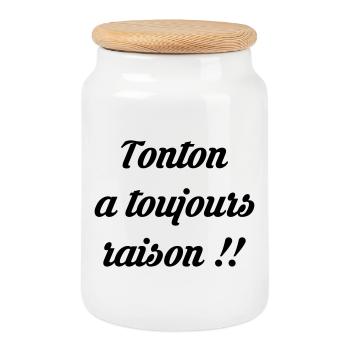 Tonton - Oncle - Neveu - Nièce - Bébé - Naissance - Boîte à biscuits avec couvercle en bois - blanc - Devant