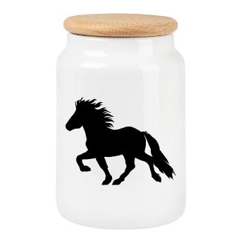 Sweet Icelandic Horse, Tölter No. 6, Icelandic - Cookie Jar with Wooden Lid - white - Front