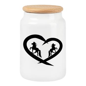Cœur de cheval islandais, amour du cheval islandais - Boîte à biscuits avec couvercle en bois - blanc - Devant