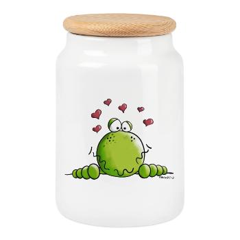 Frosch in Love - Keksdose mit Holzdeckel - Weiß - Vorne