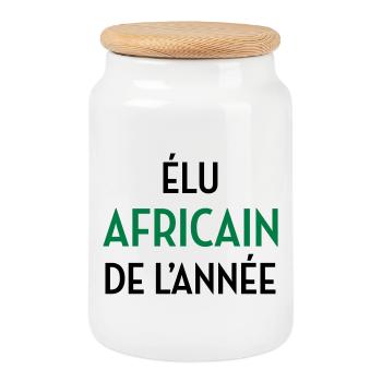 Africa / Africain / Afrique / Africain - Boîte à biscuits avec couvercle en bois - blanc - Devant