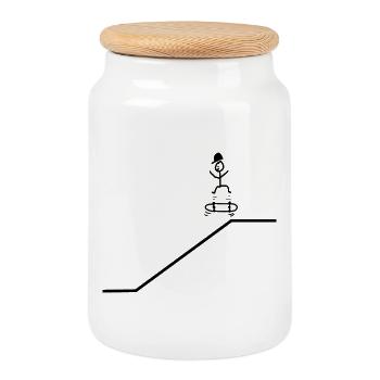 Skateboard Kickflip Boy Cap Cool - Cookie Jar with Wooden Lid - white - Front