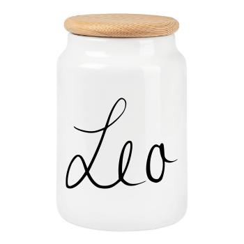 Leo - Boîte à biscuits avec couvercle en bois - blanc - Devant