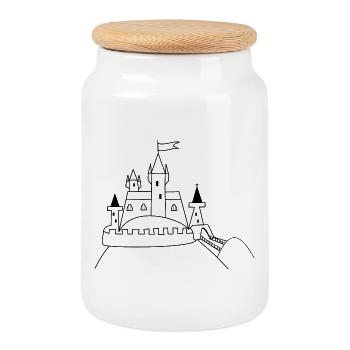 Schloss - Keksdose mit Holzdeckel - Weiß - Vorne
