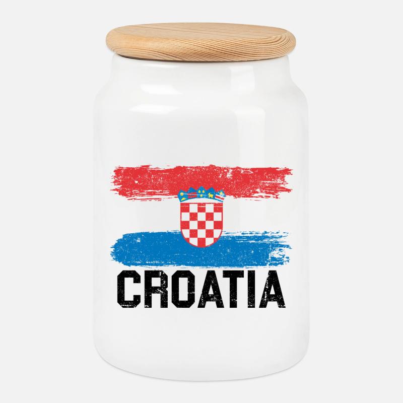 Kroatien Flagge - Keksdose mit Holzdeckel - Weiß