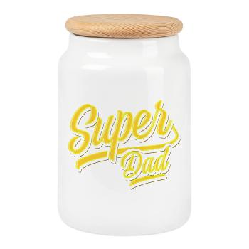 Super Dad - Super Papa - Father's Day - Best Papa - Cookie Jar with Wooden Lid - white - Front