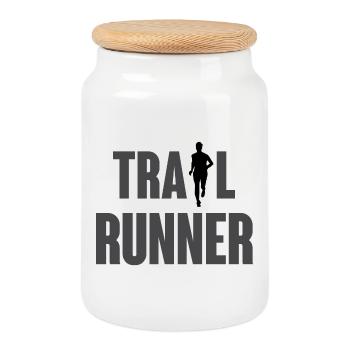 Trail Runner - Cookie Jar with Wooden Lid - white - Front