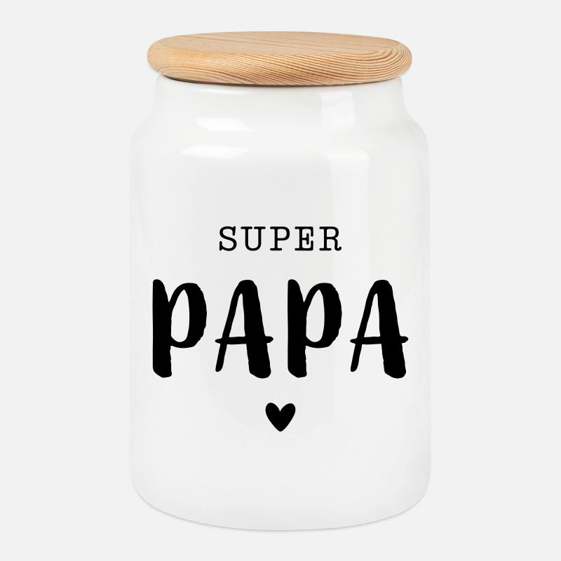 Super Papa mit Herz - Keksdose mit Holzdeckel - Weiß