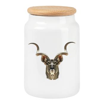 Antilope koudou, motifs d’animaux africains - Boîte à biscuits avec couvercle en bois - blanc - Devant